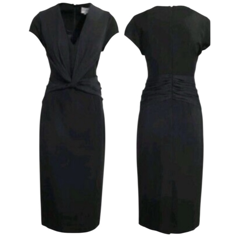 Reiss Women’s Black Midi Elegant Twist Front Cap Sleeve sophisticated classic 6